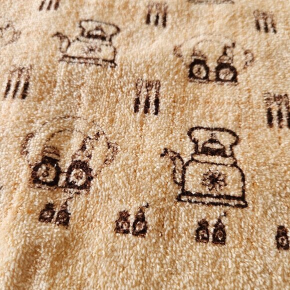 Vintage 70s Pair Set 2 Cannon Beige Tea Coffee Pot Kitchen Hand Towel 22"x15" - Picture 4 of 6